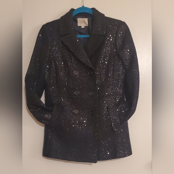 Loft Blue All Sequin Peacoat women size 4p Rare. - Picture 2 of 5